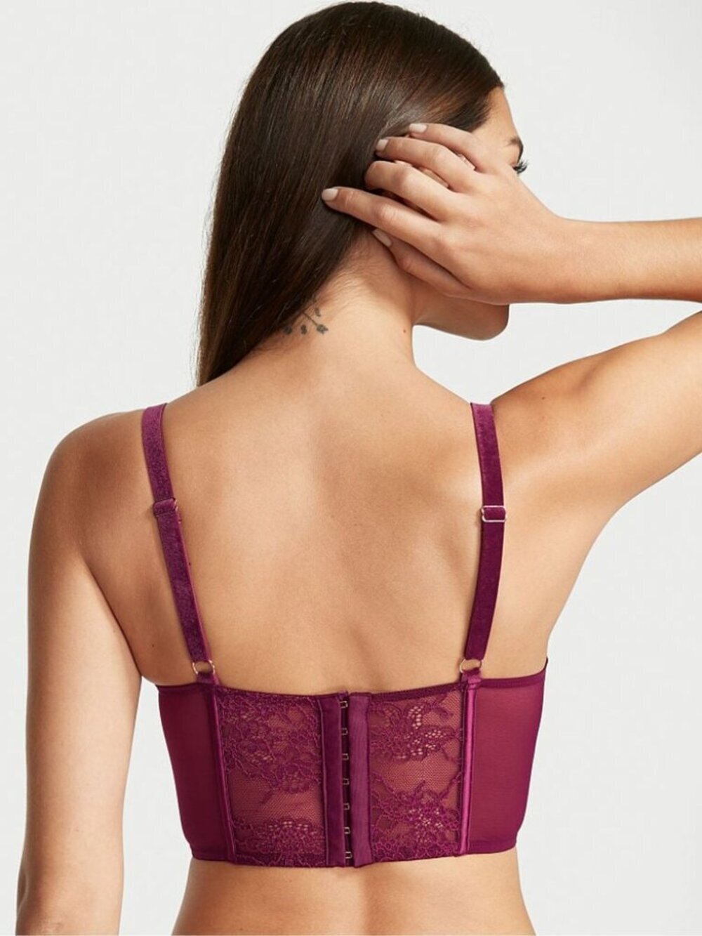 VICTORIA'S SECRET Peony Trellis Maroon Floral Lace Satin Bustier Top, Size M - Picture 2 of 15